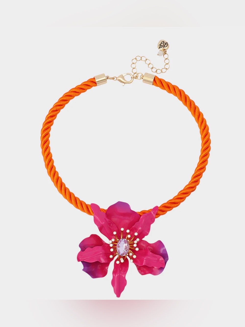Betsey Johnson ORCHID SHORT PENDANT NECKLACE PINK